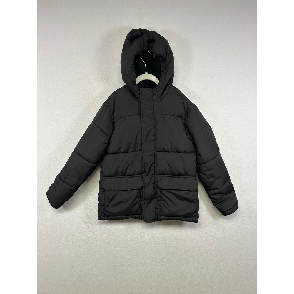 Winter Puffer Kids Size M 8 Black Hooded Quilted Heavyweight Jacket